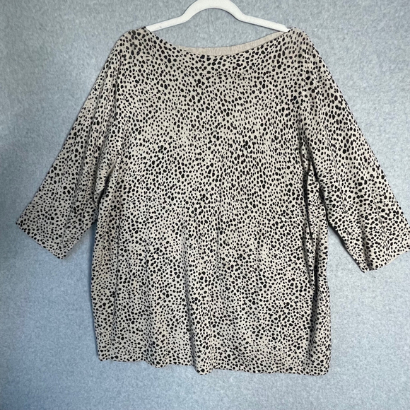 J.Jill Women's 2X Spotted Print Sweater Beige Black Three Quarter Sleeve - Picture 2 of 9